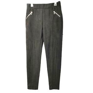 Stoosh Suede Pull On Skinny Ankle Pants Elastic Waist High Rise Black Womens L